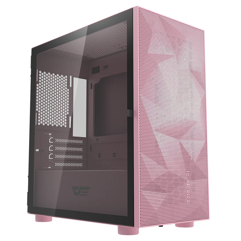 DarkFlash DLM21 Tempered Glass Micro-ATX Case - Pink (DLM21-Pink-Mesh)