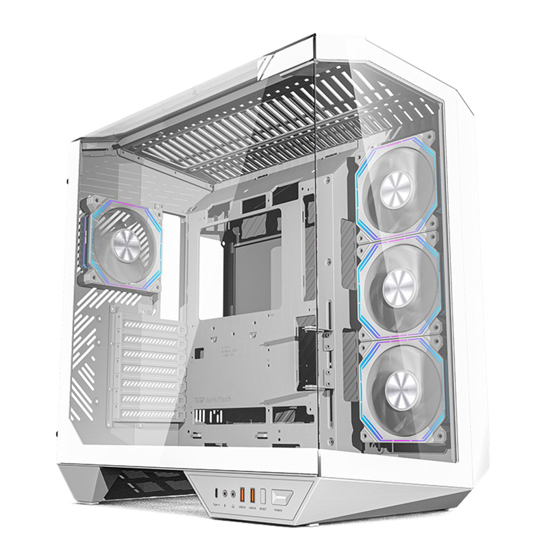 DarkFlash DY470 3-Side Tempered Glass ATX Case - White (DY470-White)