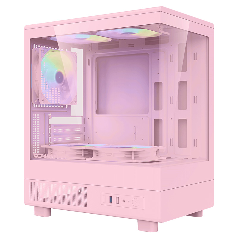DarkFlash MOTI Micro-ATX Case with 5 Fans - Pink (MOTI MINI-Pink)