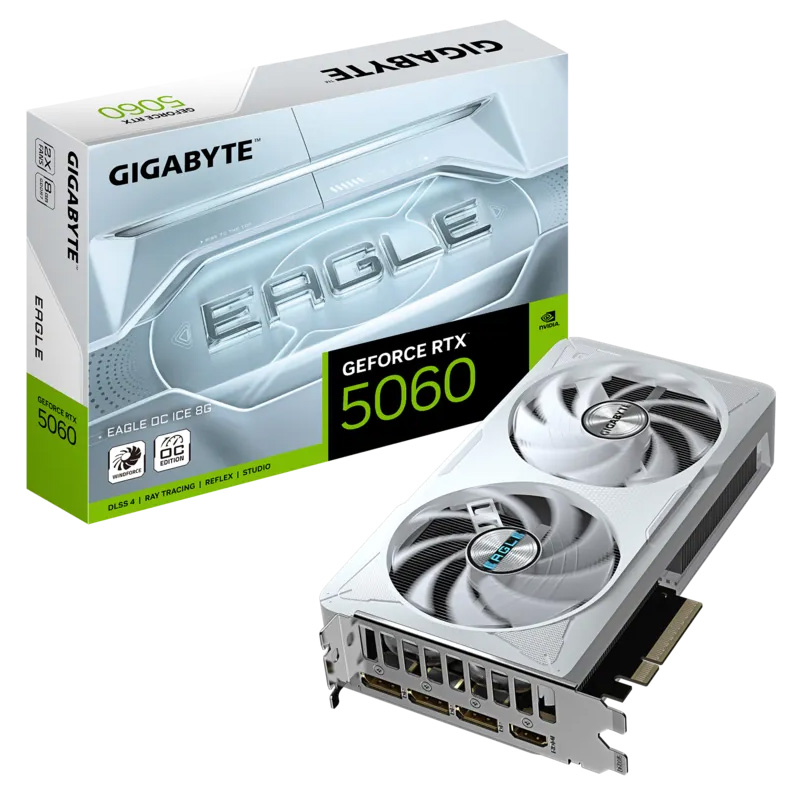 Gigabyte GeForce RTX 5060 Eagle OC Ice 8G Graphics Card (GV-N5060EAGLEOC ICE-8GD)