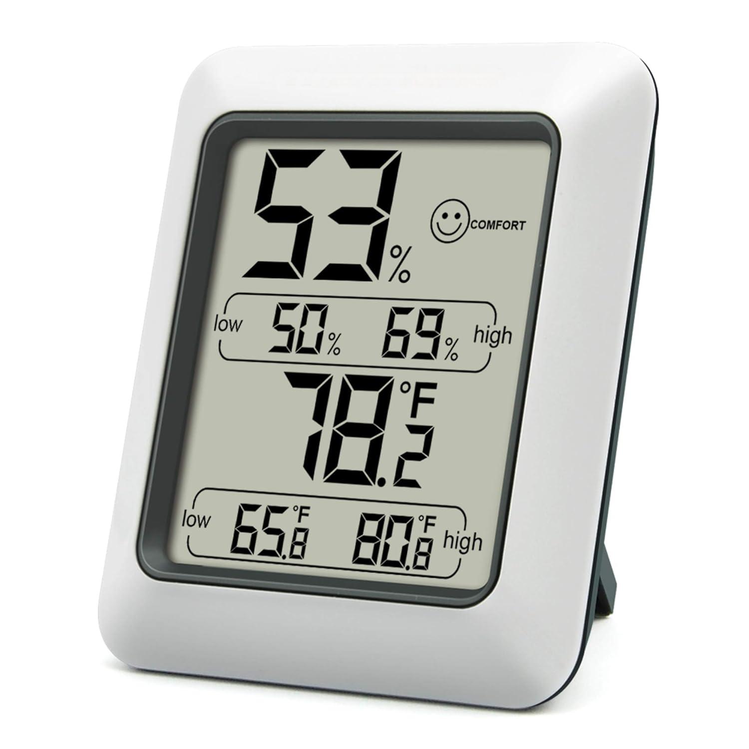 Sunwhale Digital Hygrometer Indoor Thermometer Humidity Monitor with Temperature Humidity Gauge - White
