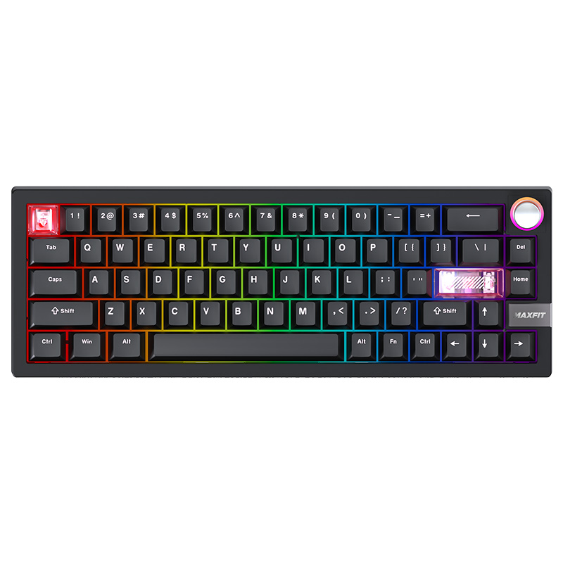 Fantech MAXFIT6 65% Hot-Swap QMK/VIA Wireless Mechanical Keyboard with Knob Black - White Switch (KBFTMK920BKWH)