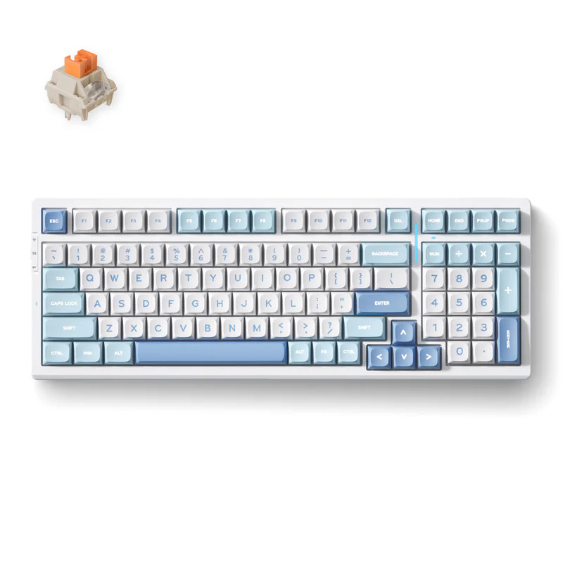 MCHOSE G98 Pro Gasket Mount 98% Layout Hot-Swap Wireless Mechanical Gaming Keyboard Blue - Flame Orange Switch (KBMCG98S2)