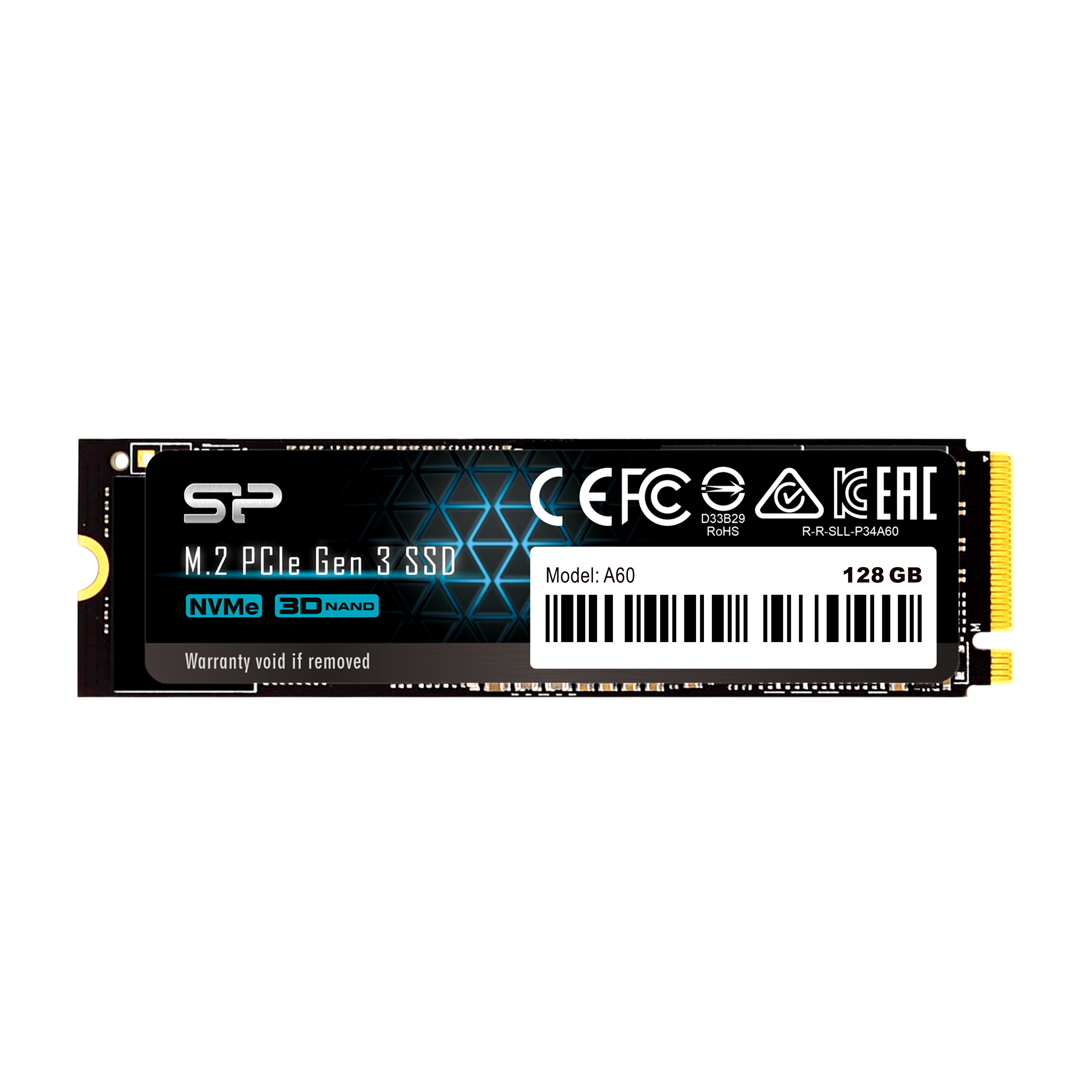 Silicon Power 128GB P34A60 Gen3x4 TLC R/W up to 2,200/1,600 MB/s PCIe M.2 NVMe SSD - SZ128GBP34A60M28AU