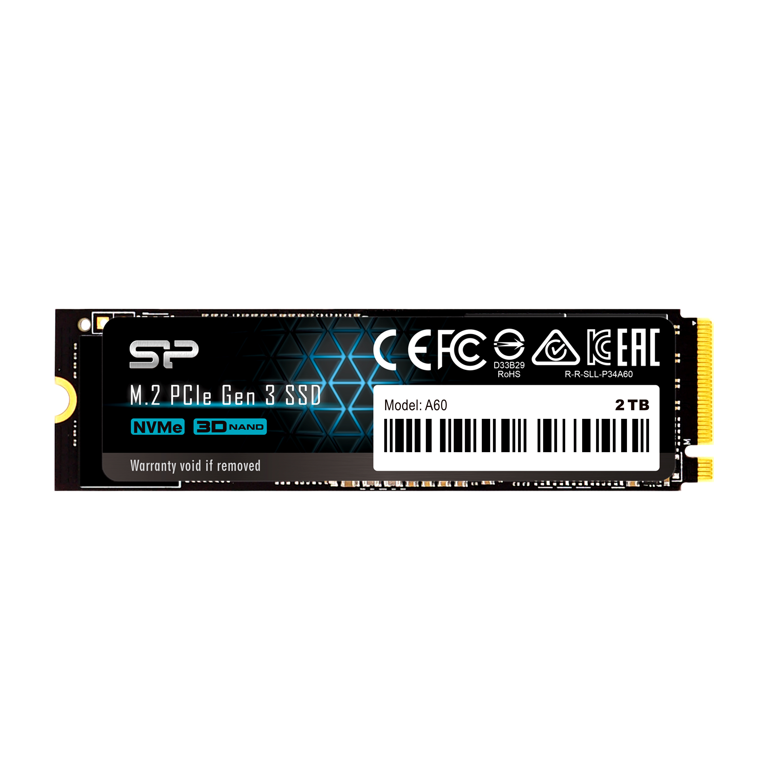 Silicon Power 2TB P34A60 Gen3x4 TLC R/W up to 2,200/1,600 MB/s PCIe M.2 NVMe SSD - SZ002TBP34A60M28AU