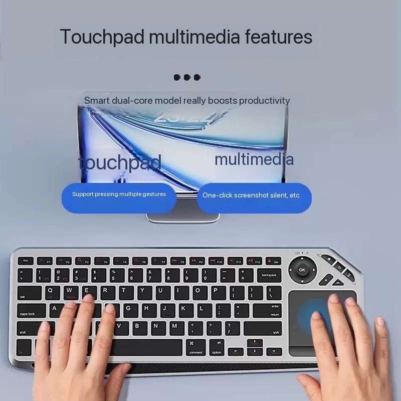 Bluetooth wireless computer keyboard with trackpad 2-in-1 office keyboard 