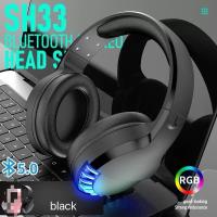 SH33 Bluetooth RGB Stereo Headset Over-the-Ear Heavy Bass Noise Reduction Gaming Headset 