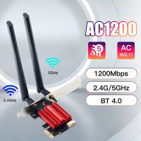 AC1200 Desktop Gigabit 5G Dual-Band Wireless Network Card PCIe Desktop Computer Bluetooth WiFi Receiver 