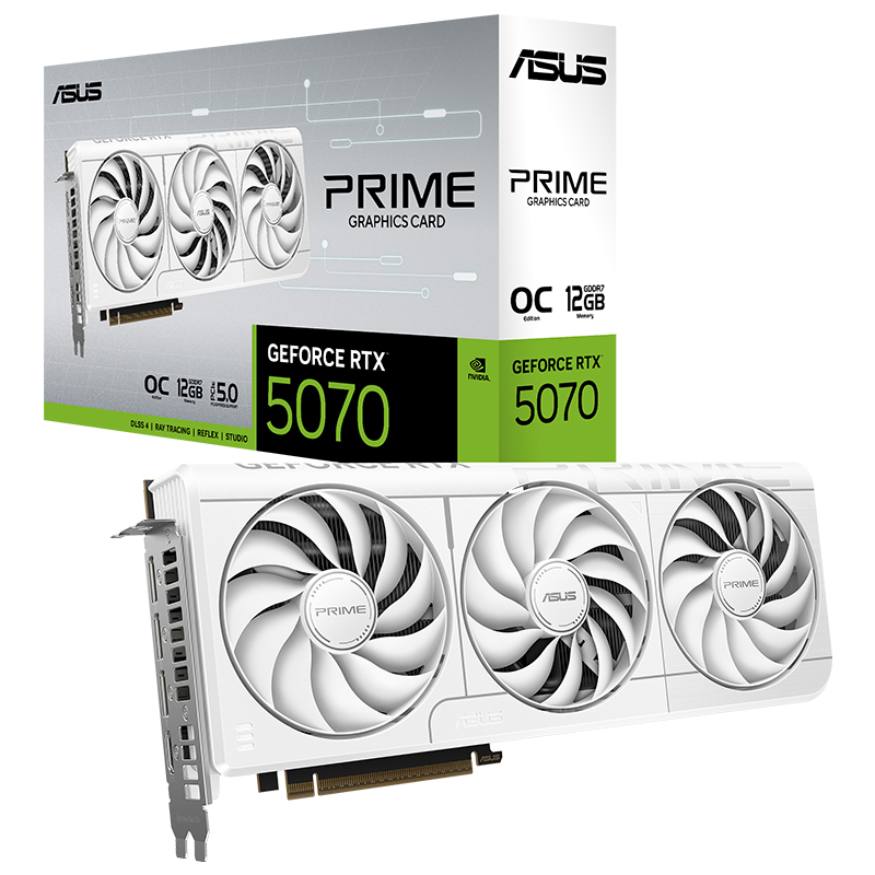 Asus Prime GeForce RTX 5070 12G OC Graphics Card - White (PRIME-RTX5070-O12G-WHITE)