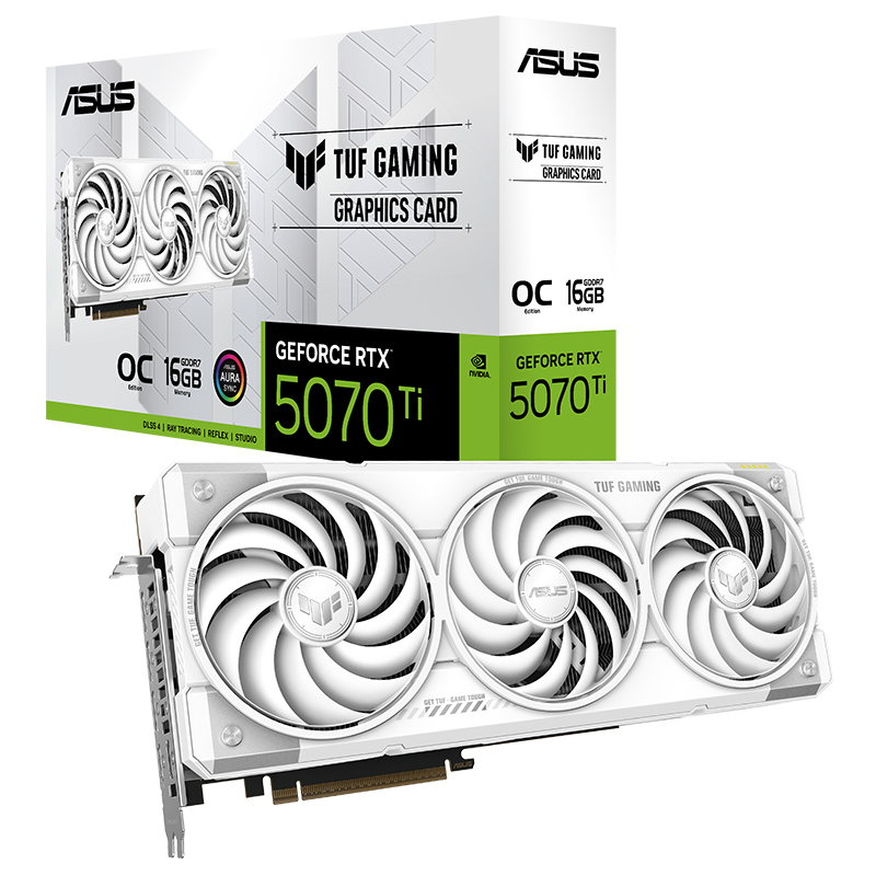 Asus TUF Gaming GeForce RTX 5070 Ti OC 16G Graphics Card - White (TUF-RTX5070TI-O16G-WHITE-GAMING)