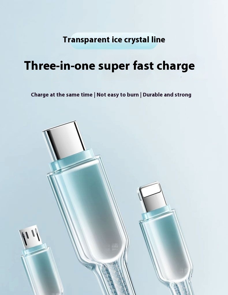 For Android, iPhone, 1.8-meter Apple-certified MFi USB braided data cable, fast charging cable, three-in-one