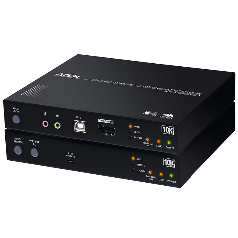 Aten USB True 4K DisplayPort/HDMI Optical KVM Extender - True 4K @ 10km (CE990)