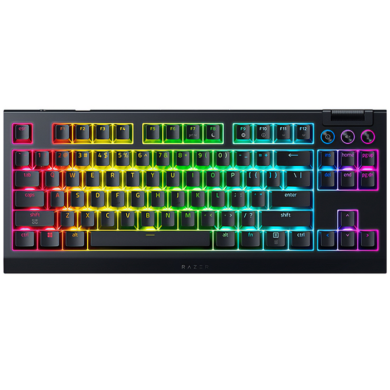 Razer BlackWidow V4 Tenkeyless HyperSpeed RGB Wireless Hot-swappable Mechanical Gaming Keyboard - Orange Tactile Switch (RZ03-05480100)