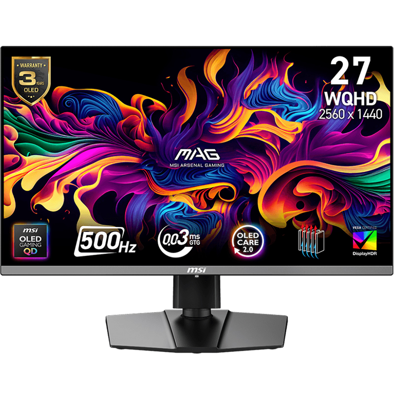 MSI MAG 272QP 27in WQHD QD-OLED 500Hz Adaptive-Sync Gaming Monitor (MAG 272QP QD-OLED X50)