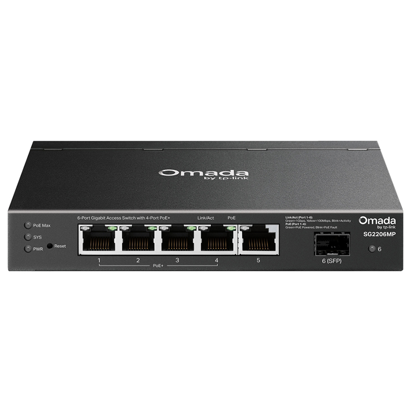TP-Link Omada Access 6-Port Gigabit Switch with 4-Port PoE+ (SG2206MP)