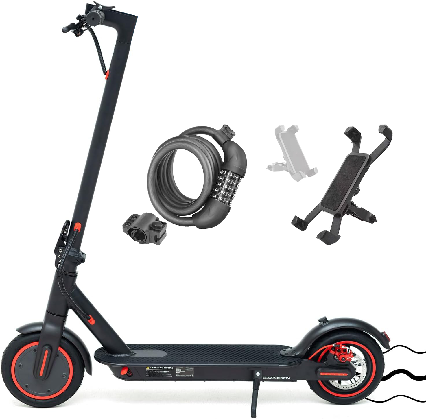 Electric scooter, 8.5'' Pneumatic tire, Battery 36V 10.4Ah, Foldable E-Scooter With APP Control,Max range 25-30KM, Gift: Lock, Holder