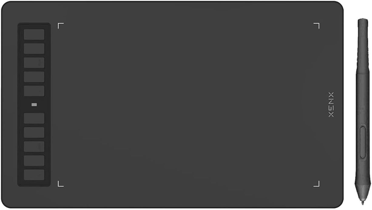 XENX P3-1060B Graphic Drawing Tablet 10x6 inch with 10 Shortcut Keys, 8192 Pressure Levels Battery-Free Pen Compatible with MacOS Windows Android