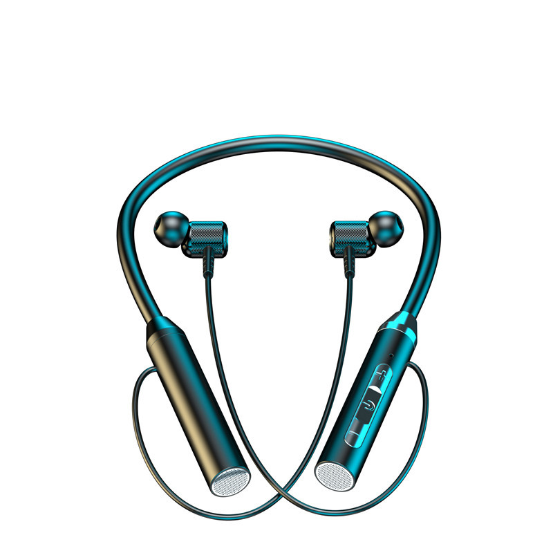 Bluetooth wireless headset neck hanging sports dual ear in neck hanging type with ultra long standby battery life G01-black