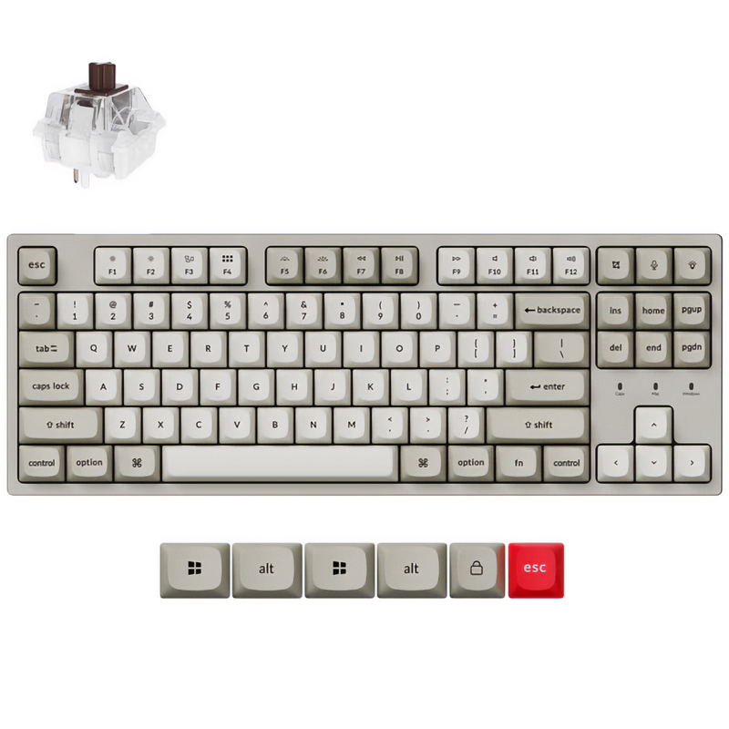 Keychron C1 Pro 8K QMK Wired RGB Hot-Swappable Custom Mechanical Keyboard - Super Brown Switch (KBKCC1PXM3)