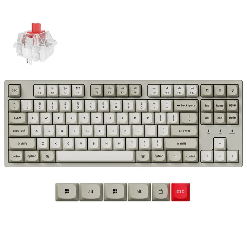 Keychron C1 Pro 8K QMK Wired RGB Hot-Swappable Custom Mechanical Keyboard - Super Red Switch (KBKCC1PXM1)