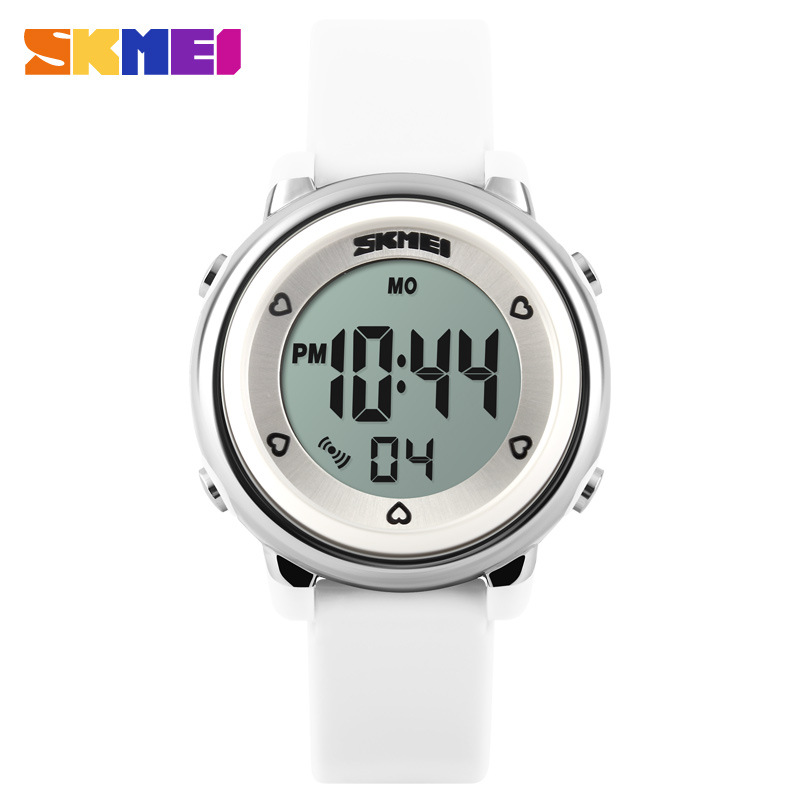 Children's waterproof silicone tape electronic watch, student jelly color, fashionable trend, personalized LED color light watch 1100-white