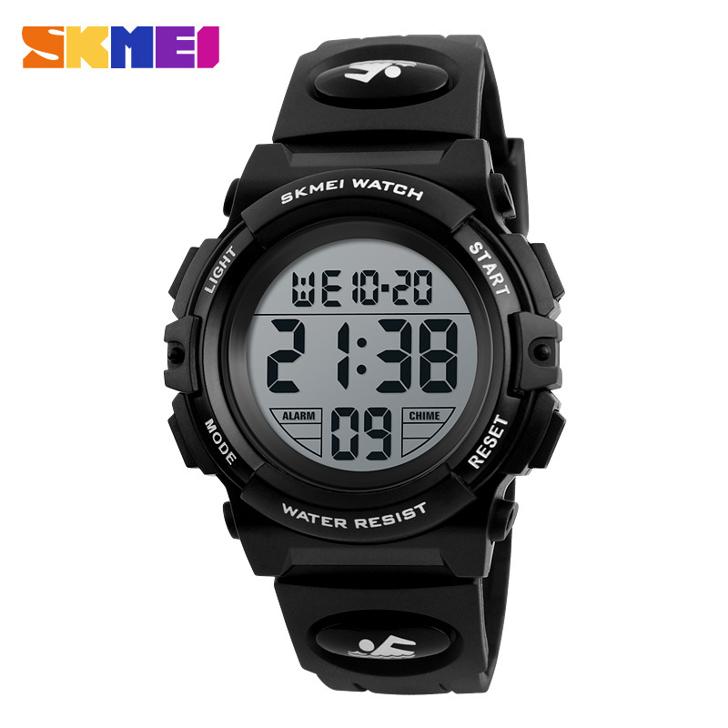 Men's large dial waterproof watch multifunctional outdoor sports trend electronic watch 1266-black