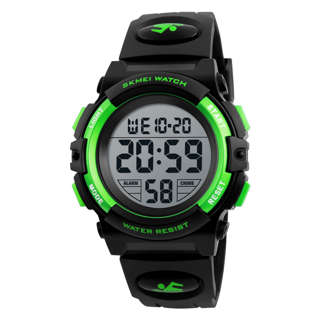 Men's large dial waterproof watch multifunctional outdoor sports trend electronic watch 1266-green