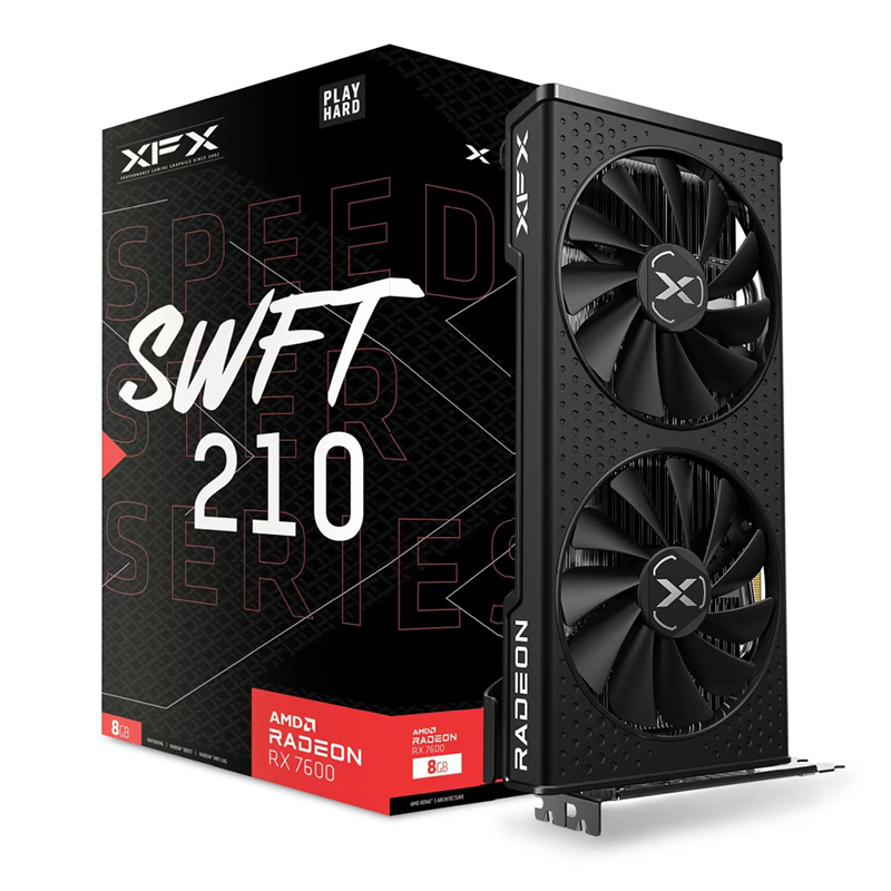 XFX Speedster SWFT 210 AMD Radeon RX 7600 Core Edition 8G Graphics Card (RX-76PSWFTFY)