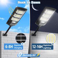 Solar Street Lights Outdoor Waterproof 6500K Solar Lights Outdoor  LED Solar Flood Lights with Motion Sensor Solar Outside Light Parking Yard Path