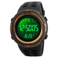 Fashionable men's trendy electronic watch, outdoor sports student watch, waterproof sports watch, electronic watch 1251-gold coffee