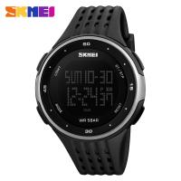 Men's multifunctional waterproof sports electronic watch with large dial for male students, mountain climbing outdoor watch 1219-silver