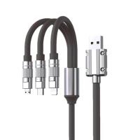 One to three data cable 120W fast charging TYPE-C three in one mobile phone charging cable aixian001-black