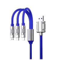 One to three data cable 120W fast charging TYPE-C three in one mobile phone charging cable aixian001-blue