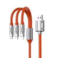 One to three data cable 120W fast charging TYPE-C three in one mobile phone charging cable aixian001-orange