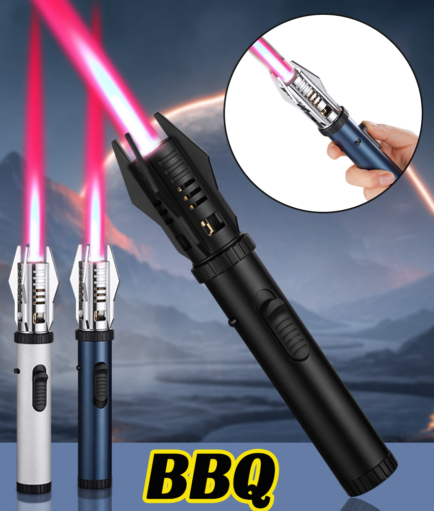 Lightsaber Jet Torch Lighter Butane Torch Lighter Refillable Windproof Lighter(black)