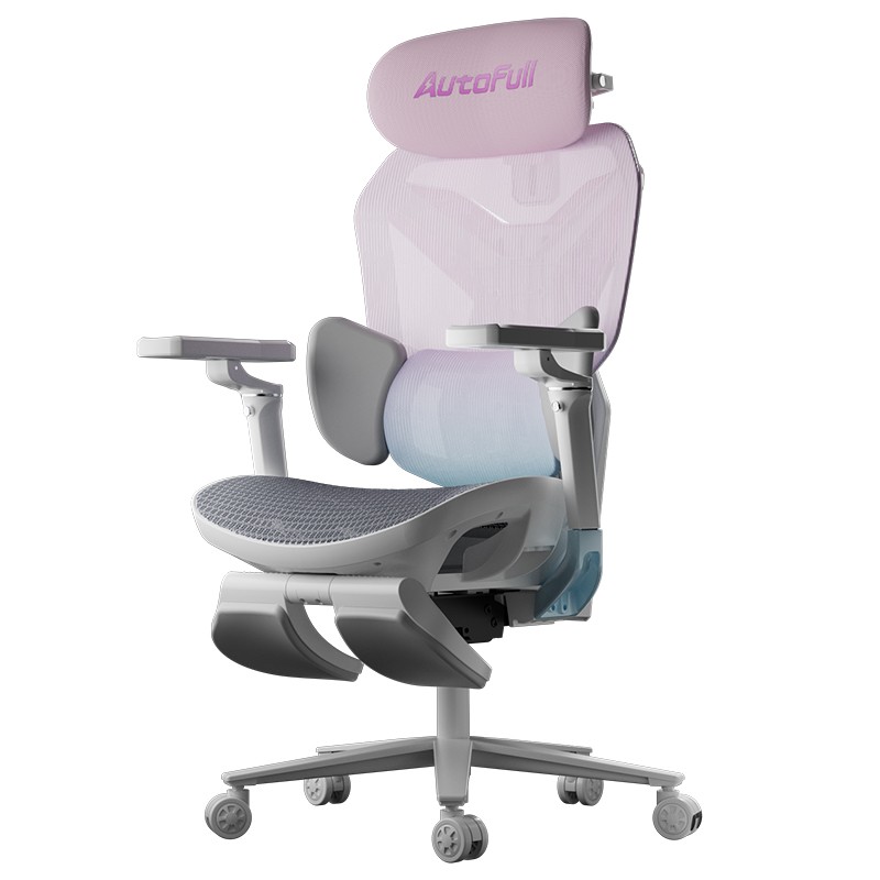 AutoFull G7 Ergonomic Gaming Chair With 3D Headrest & Advanced Lumbar support (Cherry blooms & White)