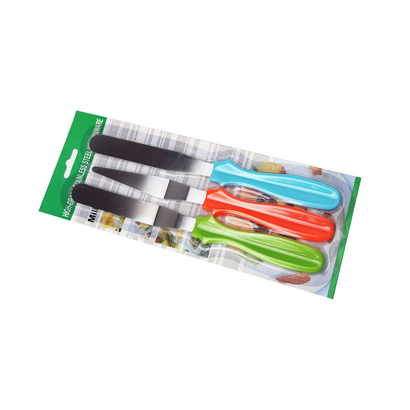 Complete set of baking supplies - Stainless - steel butter scraper, 9 - inch cream smoother with plastic handle, and cake spatula (3 - piece set)