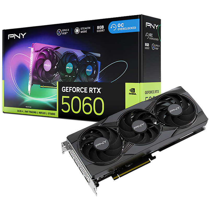 PNY GeForce RTX 5060 Triple Fan ARGB OC 8G Graphics Card (VCG50608TFXXPB1-O)