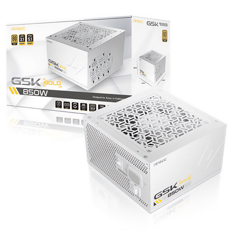 Antec GSK850 V2 850W 80+ Gold Fully Modular PCIe 5.1 ATX 3.1 Power Supply - White (GSK850 V2 White AU)