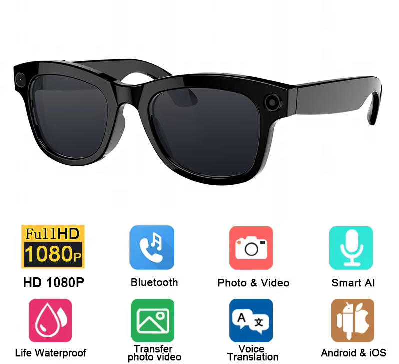  Ai Translator Smart Glasses for Men Women 114 Languages Translation Bluetooth Audio Sunglasses with Photochromic Lenses Smart Glasses Supports Video 