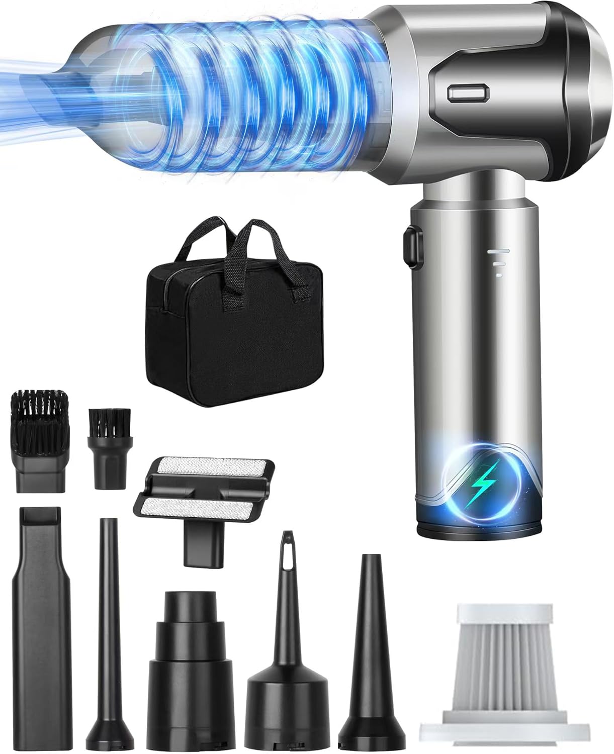 Car Vacuum Cleaner Cordless, 22000PA High Power Suction, 4-in-1 Multifunctional Design, Brushless Motor, Rechargeable, Grey, Handheld, 40 Min Runtime
