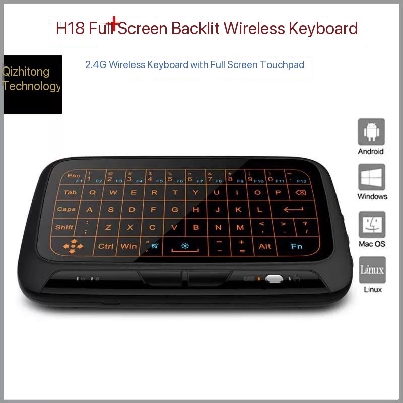 H18+Backlit 2.4G Wireless Full Screen Touch Invisible Keyboard Air Mouse Touch