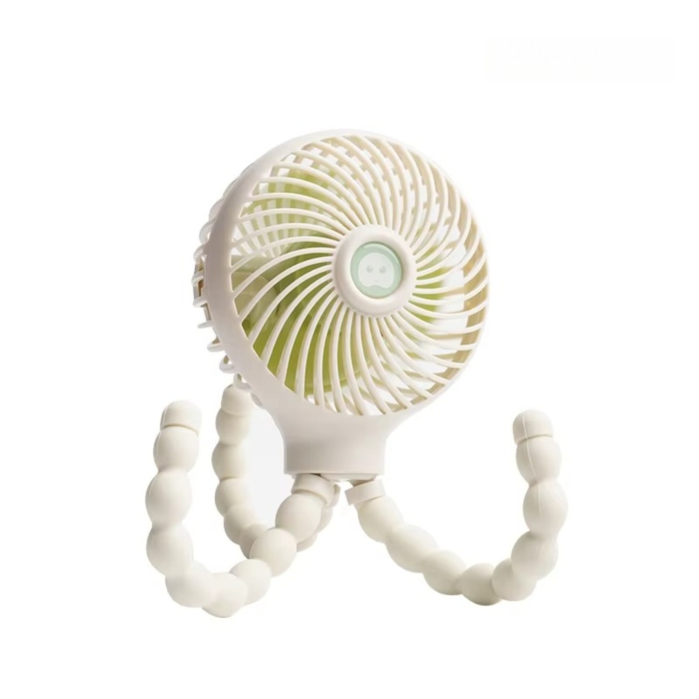 Mini Handheld Baby Stroller Fan Rechargeable Octopus Cooling Stand Fan,White