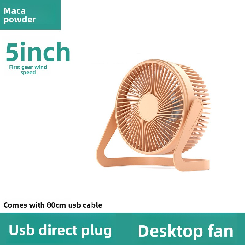 New Small Fan Office Desktop Charging Fan USB Dormitory Student Electric Fan High Airflow Endurance Fan 5-inch pink 