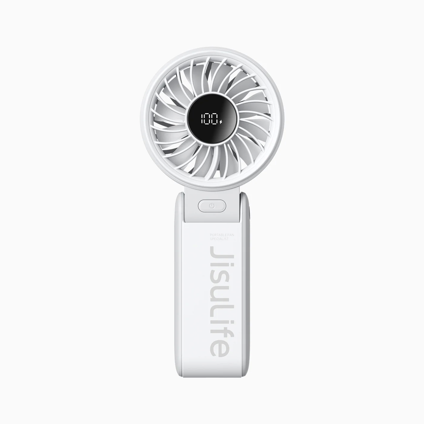 JISULIFE Handheld Fan Life7 – Ultimate Flexibility:High-Power Motor,LED Display,5000mAh Rechargeable,5-Speed,Foldable Design,3-IN-1 Portable-Grey