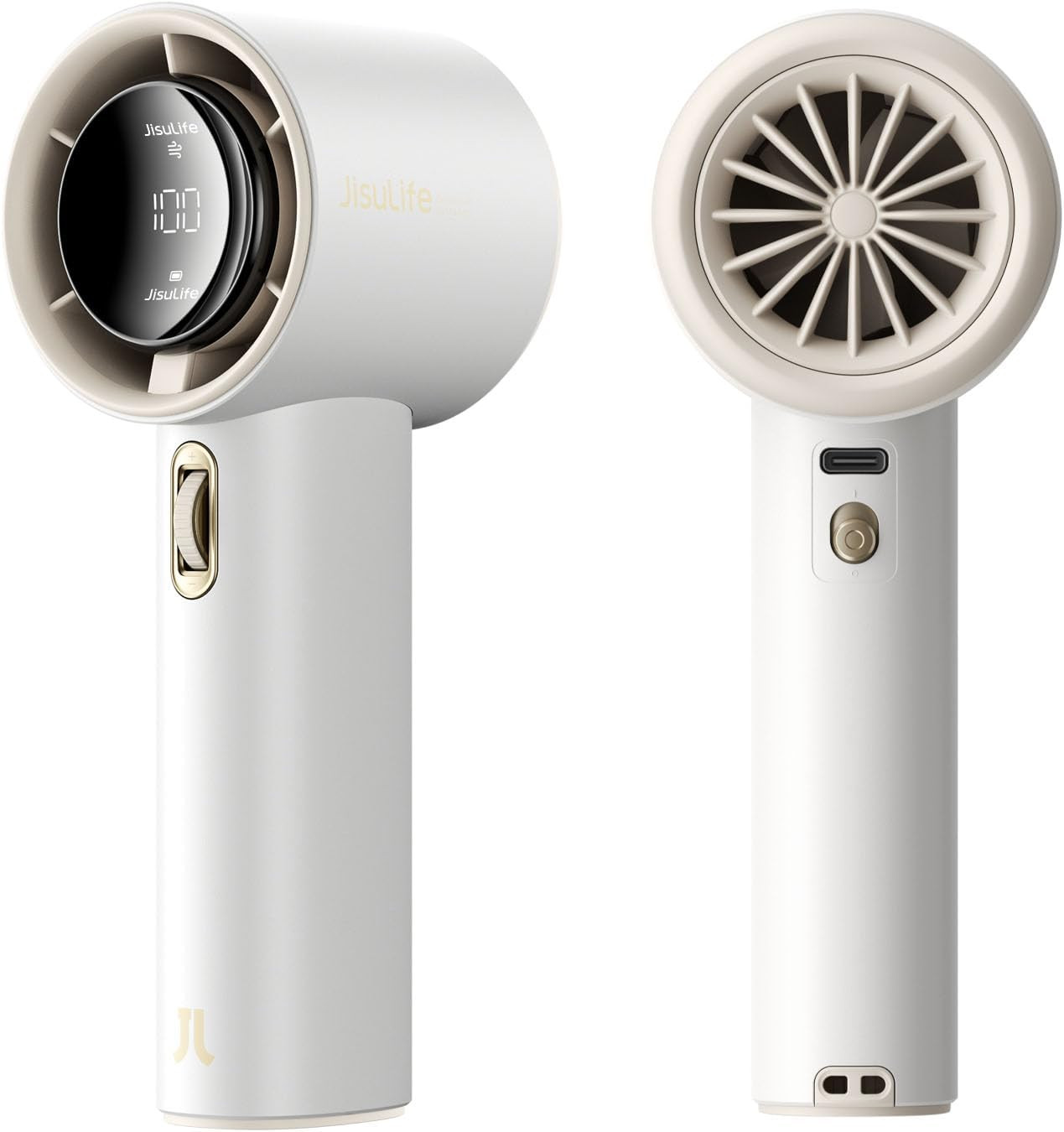 JISULIFE PRO1 Handheld Fan,3600mAh Battery Rechargeable,Brushless Motor, Speed(1-100) Adjustable,Digital Display,Travel/Camping-White