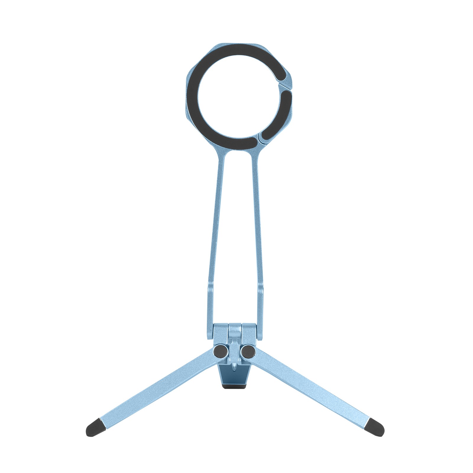 Foldable Metal Magnetic Tripod Stand with Spring Clip for Live Streaming - Blue