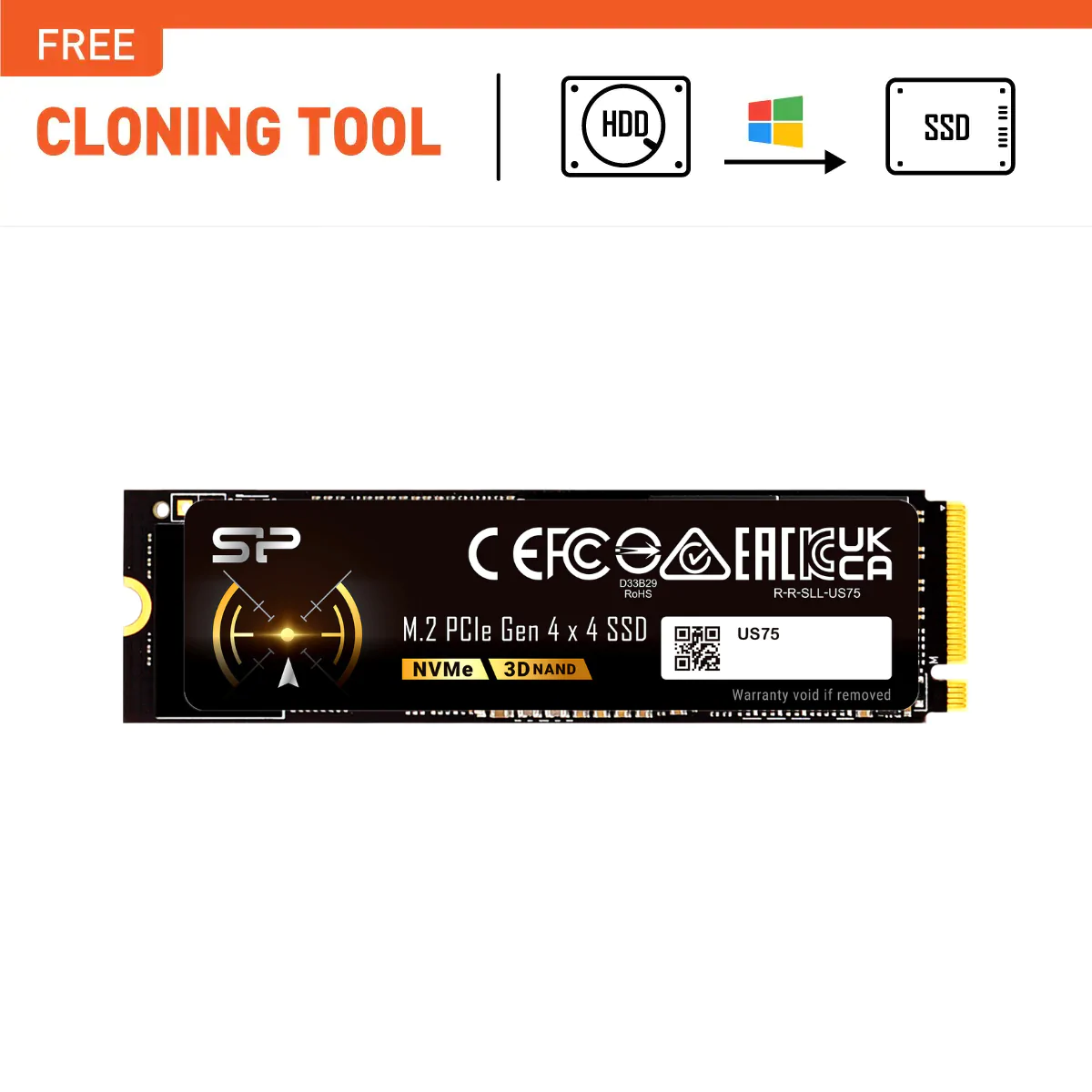 Silicon Power 500GB US75 PCIe Gen4 R/W up to 7,000/6,500 MB/s M.2 