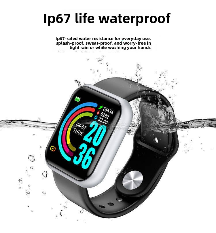 Y68 Macaron Smart Bracelet D20 Macaron New Heart Rate Blood Pressure Multi-Function Bluetooth Watch - Y68 silver black