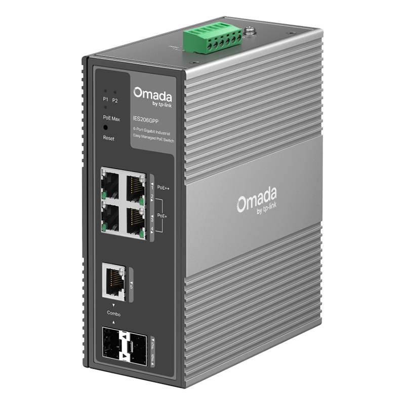 TP-Link Omada 6-Port Gigabit Industrial Easy Managed Switch with 3-Port PoE+ and 1-Port PoE++ (IES206GPP)